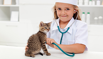 Little girl playing veterinary